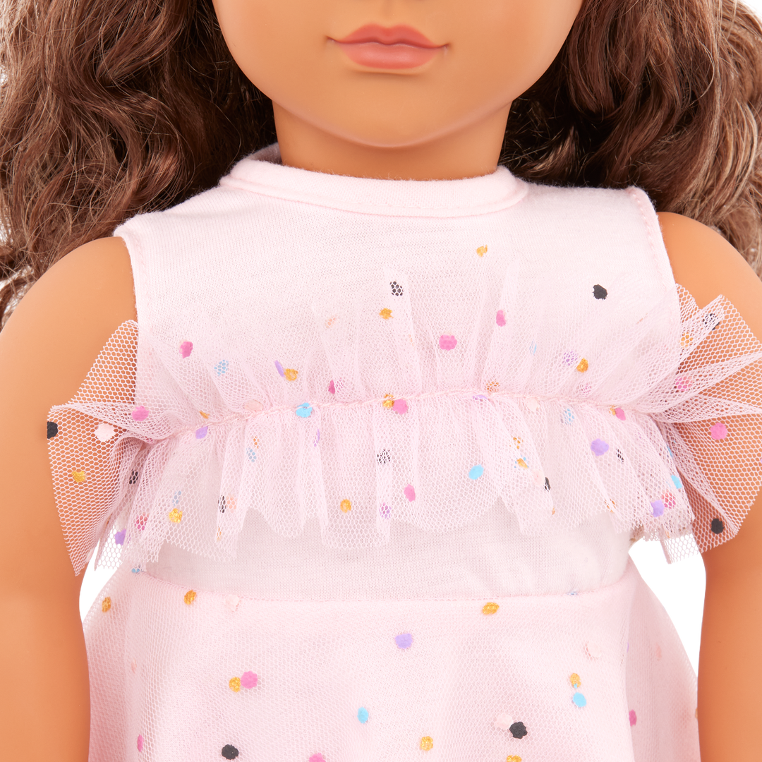 Pink & Colourful  - Outfit for 46cm Dolls - Pink dress, boots & headband  - Our Generation