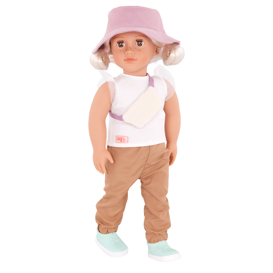 Our Generation 46cm Doll Roam Outfit including trousers, top, hat, shoes and bag