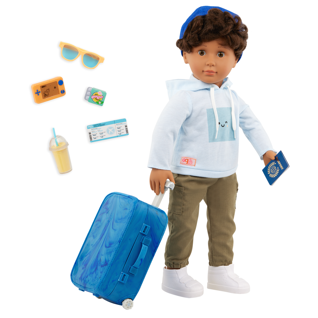 Our Generation 46cm Doll Milo and travelling accessories
