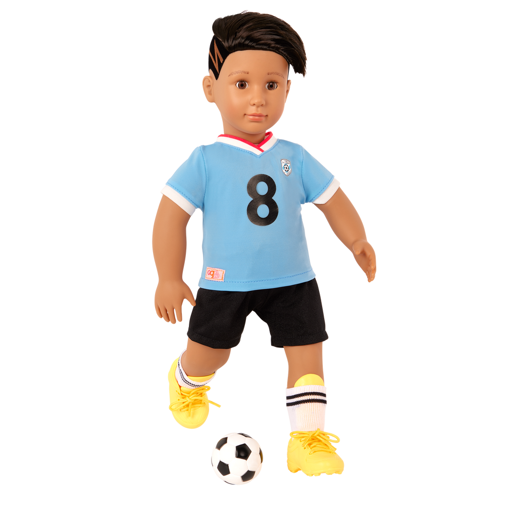 Mateo - 46cm Football Doll - OG Boy Doll with Accessories - Doll with Football, Cones, Whistle & Football Kit - Toys & Gifts for Kids - Our Generation UK