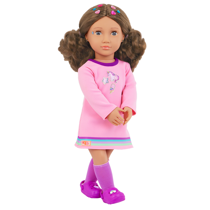 Finley - 46cm Doll with Brown Hair - OG Doll with Stickers & Sticker Book - Activity Doll - Toys & Gifts for Kids - Ages 3 Years + - Our Generation
