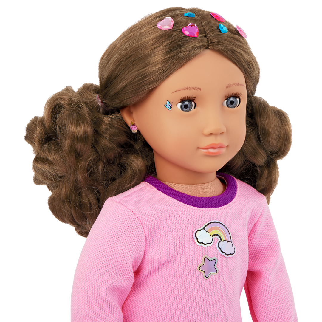 Finley - 46cm Doll with Brown Hair - OG Doll with Stickers & Sticker Book - Activity Doll - Toys & Gifts for Kids - Ages 3 Years + - Our Generation