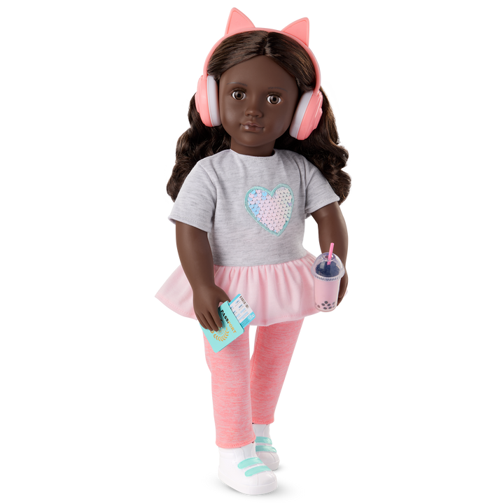 Kezia - 46cm OG Travel Doll & Accessories - Doll with Brown Hair & Eyes - Toys & Gifts for Kids - Our Generation UK