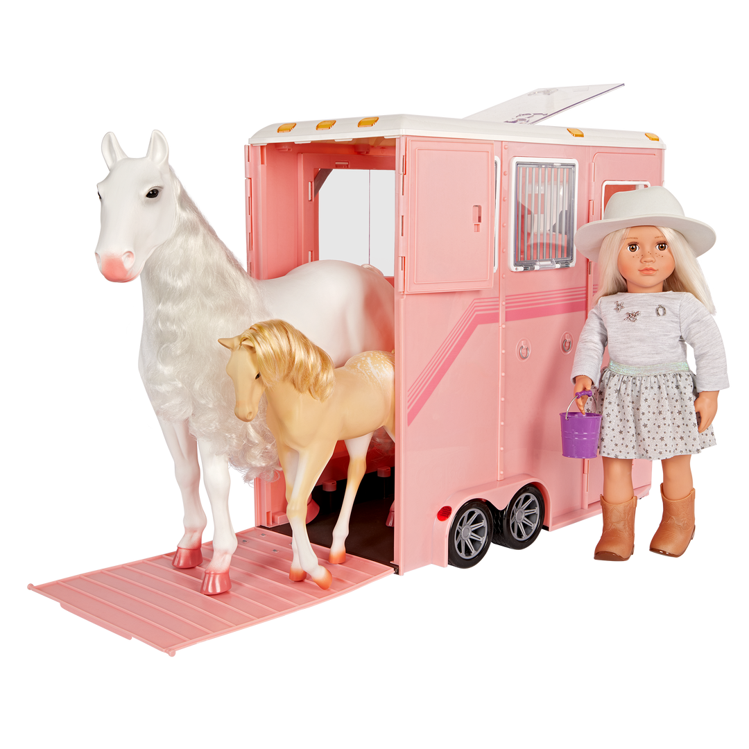 Mane to Travel Horse Trailer - Pink Horse Trailer with Accessories - Equestrian Accessories for OG Horses - Vehicle - Our Generation UK