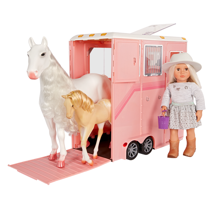 Mane to Travel Horse Trailer - Pink Horse Trailer with Accessories - Equestrian Accessories for OG Horses - Vehicle - Our Generation UK