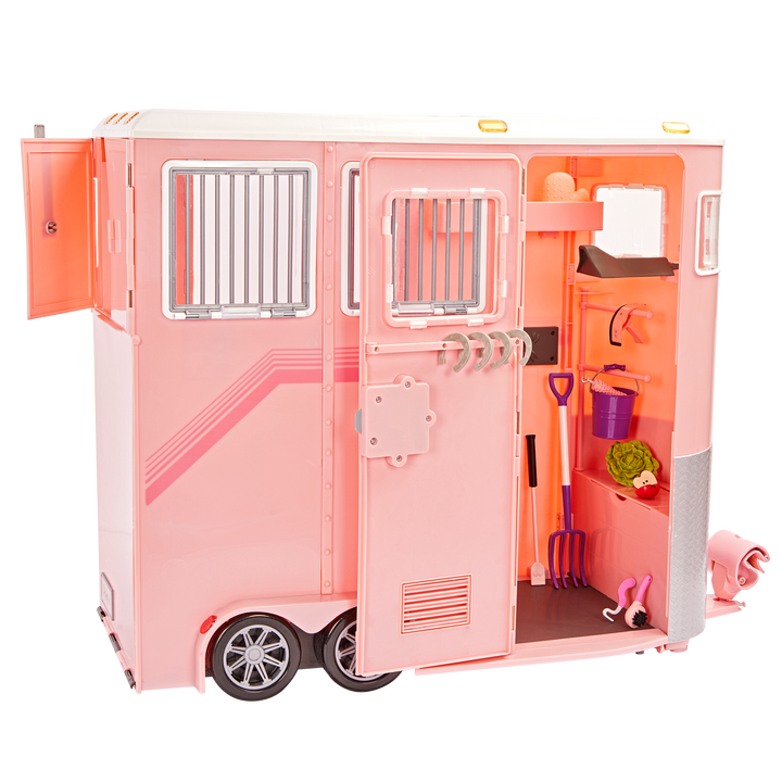 Mane to Travel Horse Trailer - Pink Horse Trailer with Accessories - Equestrian Accessories for OG Horses - Vehicle - Our Generation UK