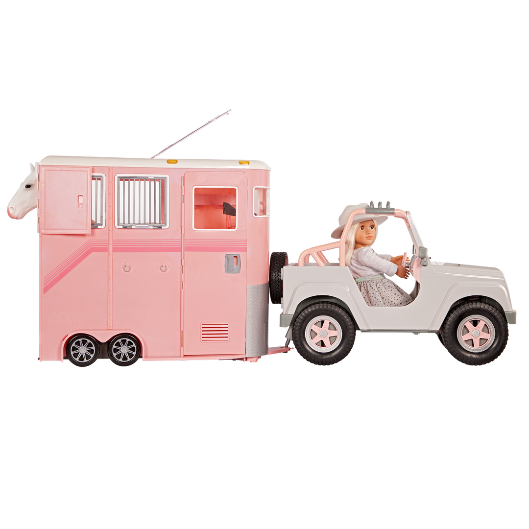 Mane to Travel Horse Trailer - Pink Horse Trailer with Accessories - Equestrian Accessories for OG Horses - Vehicle - Our Generation UK
