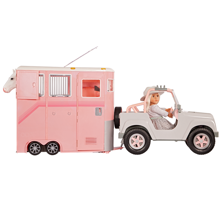 Mane to Travel Horse Trailer - Pink Horse Trailer with Accessories - Equestrian Accessories for OG Horses - Vehicle - Our Generation UK