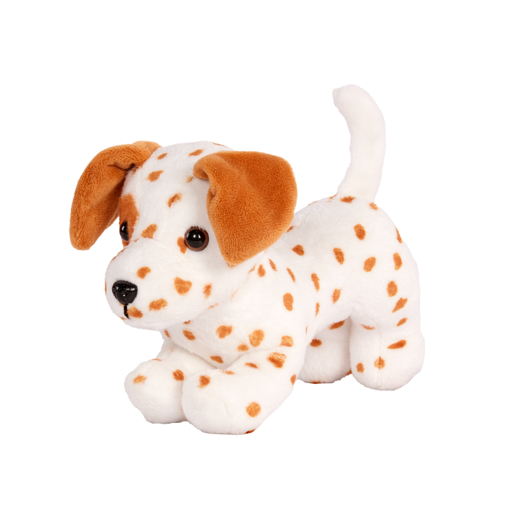 Our Generation summer holiday Poseable Dalmatian Plush Dog and accessories including passport, sunglasses, travel items and carry case for accessories