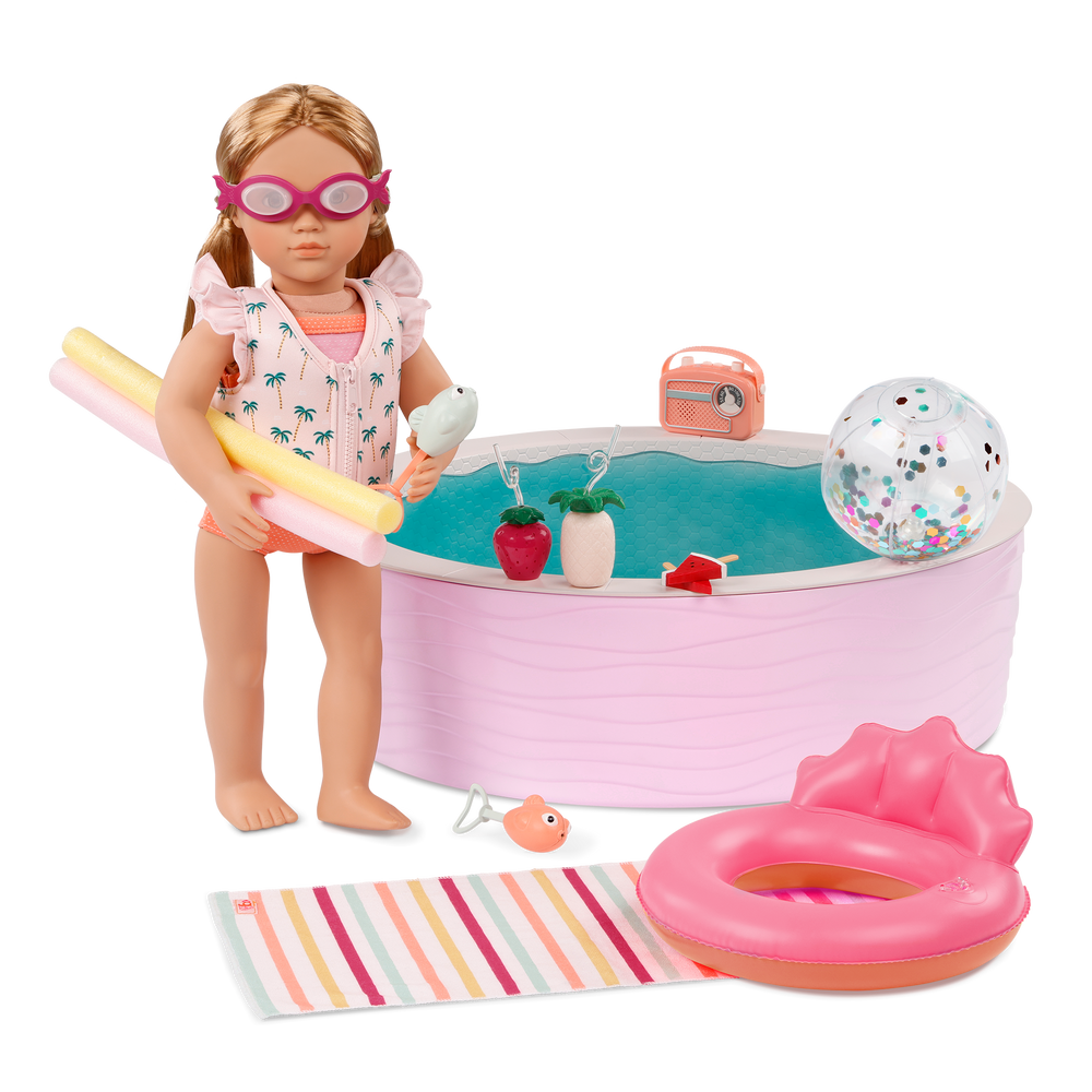 Poolside Fun - Pool & Summer Accessories for 46cm Dolls- Doll Playset - Our Generation UK