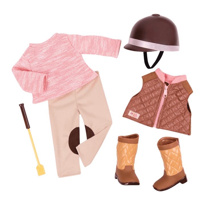 Riding in Style - Equestrian Outfit for 46cm Dolls - Horse-Riding Clothes - Top & Bottom - Our Generation UK