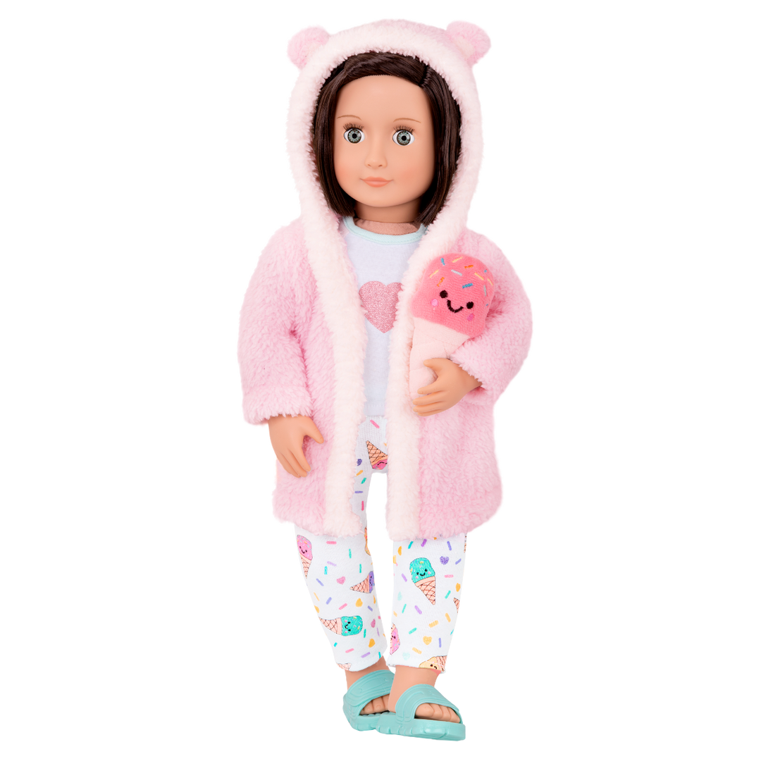 Ice Cream Dreams - 46cm Doll Pyjama Set - Pyjamas, Pink Dressing Gown & Slippers - Our Generation UK