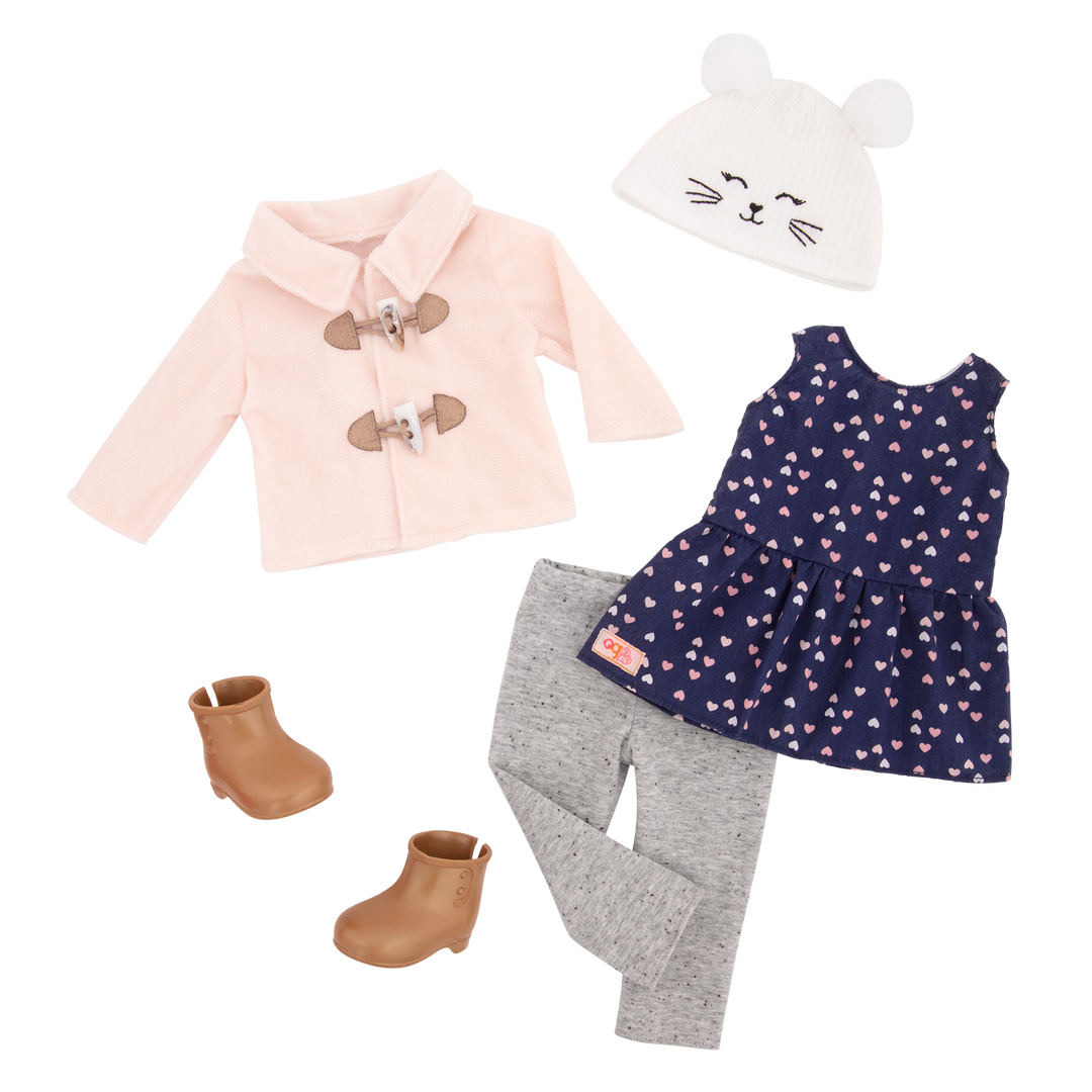 Cheerfully Chilly - Winter Outfit for 46cm Dolls - Pink Coat, Boots & Hat - Doll Clothes - Our Generation UK