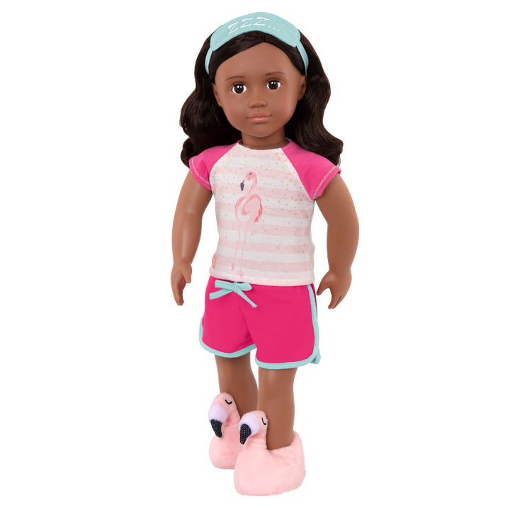 Flamingo Dreaming - 46cm Doll Pyjama Set - Shorts, Top & Slippers - Doll Clothing - Our Generation