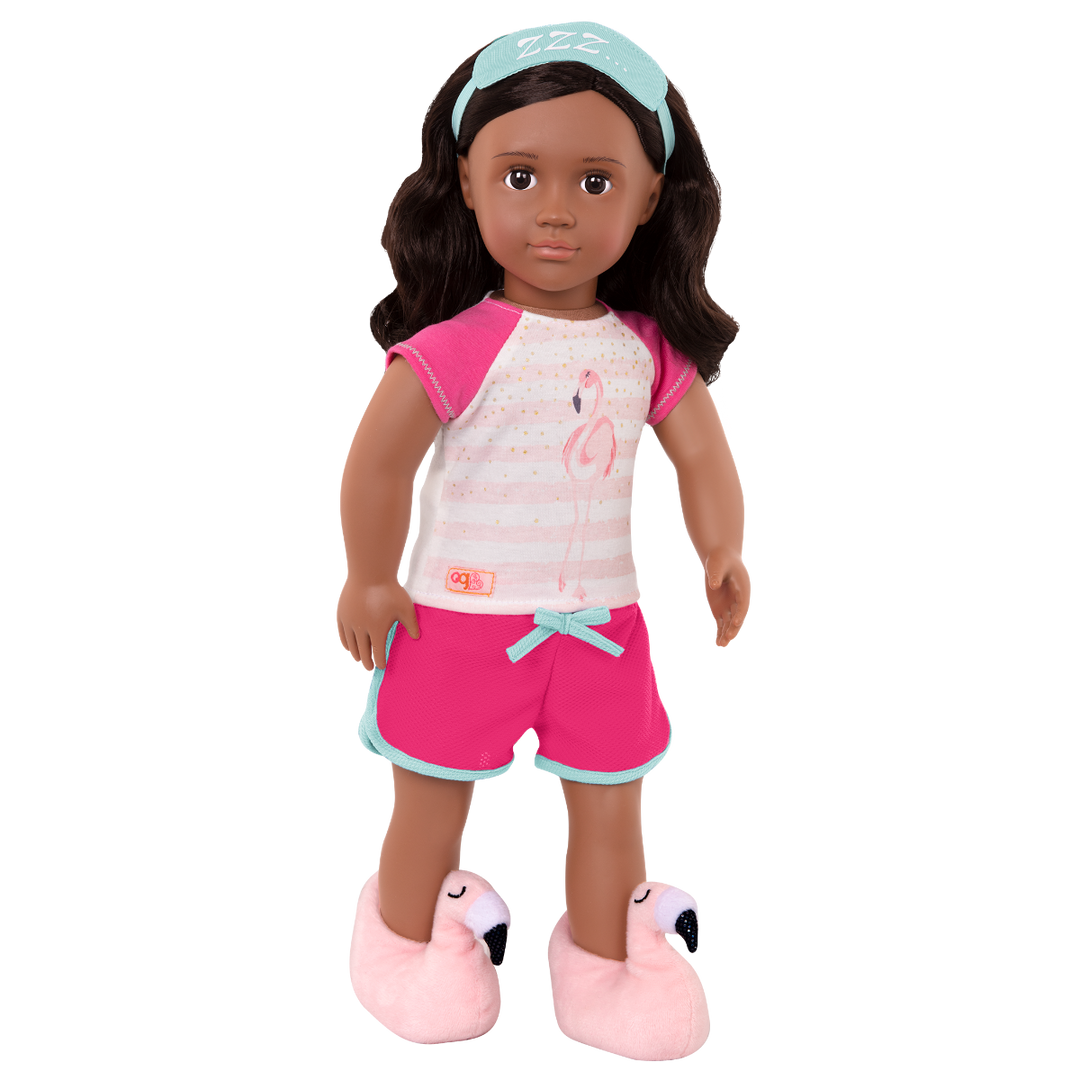 Flamingo Dreaming - 46cm Doll Pyjama Set - Shorts, Top & Slippers - Doll Clothing - Our Generation