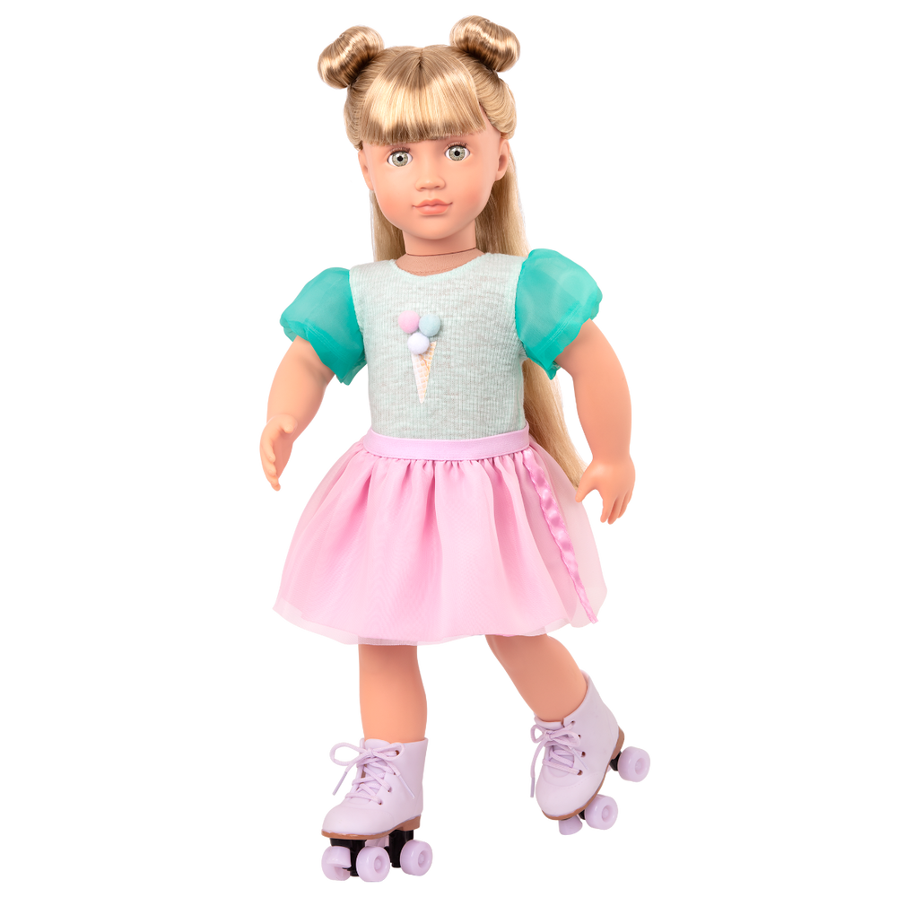 Scoopalicious - Ice Cream Outfit for 46cm Dolls - Top, Skirt & Rollerblades - Doll Clothes - Our Generation UK