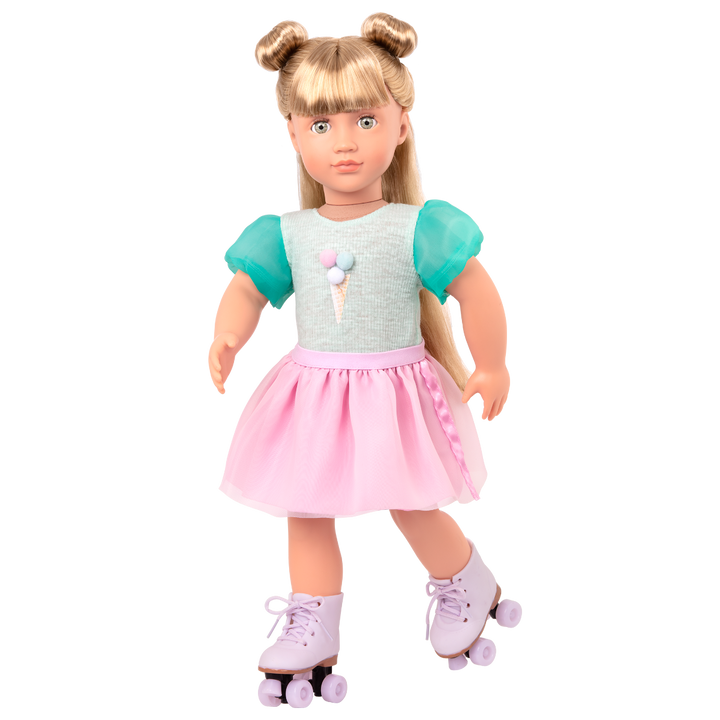 Scoopalicious - Ice Cream Outfit for 46cm Dolls - Top, Skirt & Rollerblades - Doll Clothes - Our Generation UK