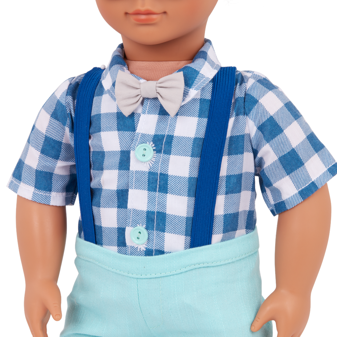 Plaid & Pretty - OG Boy Doll Outfit - Shirt, Trousers, Bowtie & Sunglasses - Top & Bottom - Our Generation