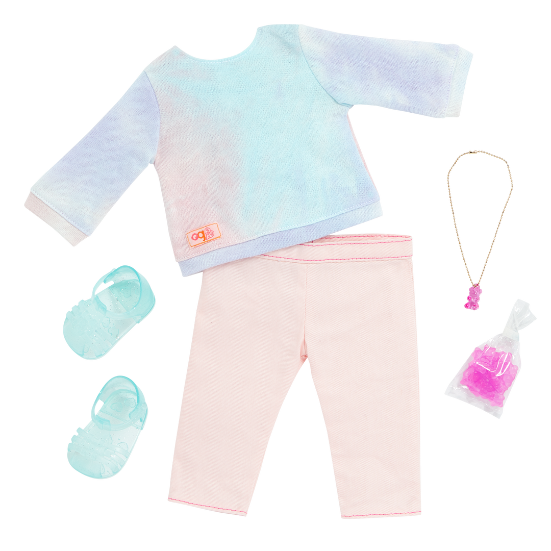 Beary Pretty - Outfit for 46cm Dolls - Colourful Top, Bottom & Necklace - Doll Clothing - Our Generation UK