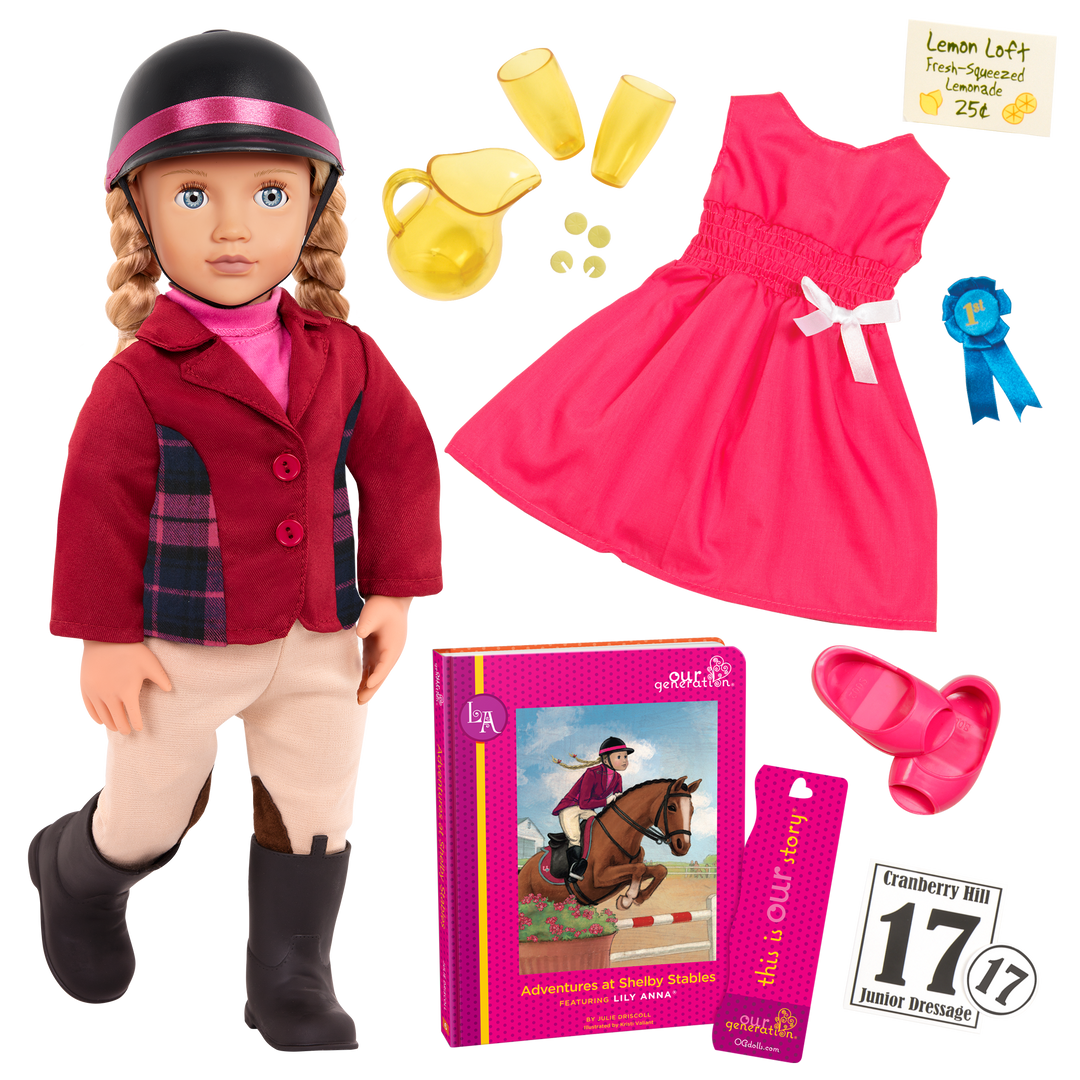 Lily Anna - Equestrian Doll - 46cm Horse-Riding Doll - Doll with Blonde Hair & Blue Eyes - Doll & Storybook - Toys & Gifts for Kids - Our Generation UK