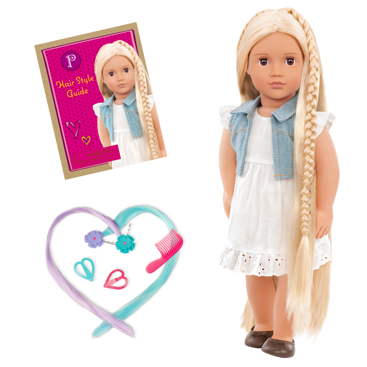 Phoebe - 46cm Hairgrow Doll - Doll with Long Blonde Hair & Brown Eyes - Doll with Hari Styling Accessories & Booklet - Toys & Gifts for Ages 3 Years + - Our Generation UK