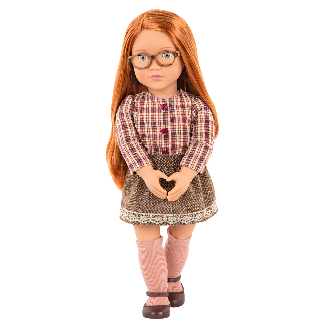 April - 46cm School Doll - Ginger Hair & Green Eyes - OG Doll with Glasses - Toys for Kids - Our Generation