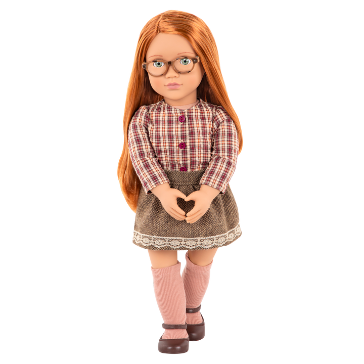 April - 46cm School Doll - Ginger Hair & Green Eyes - OG Doll with Glasses - Toys for Kids - Our Generation