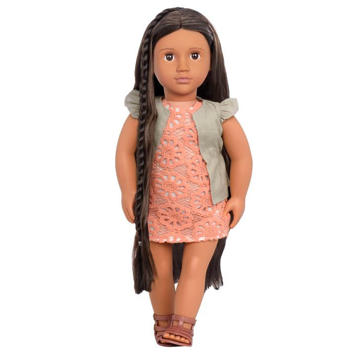 Flora - 46cm Hairplay Doll - OG Doll with Long Brown Hair & Brown Eyes - Hair Styling Accessories & Booklet - Toys & Gifts for Kids - Our Generation