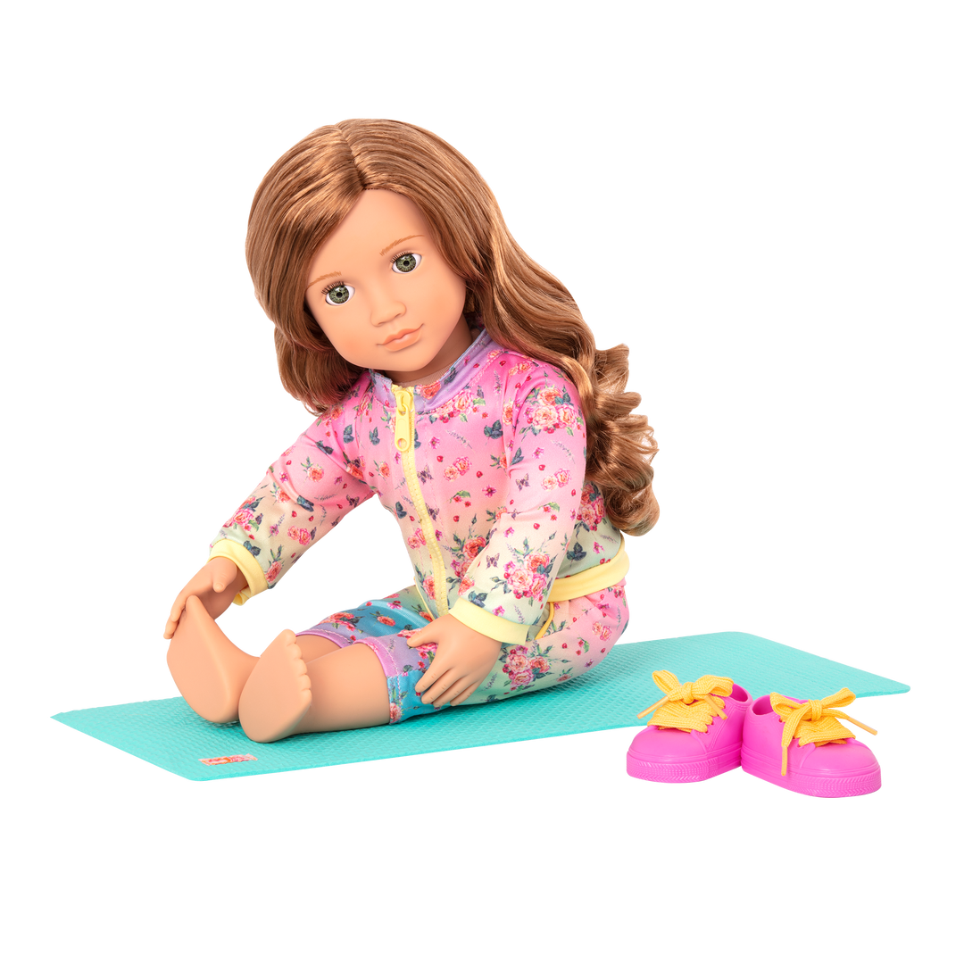 Lucy Grace - 46cm Yoga Doll - OG Doll with Brown Hair & Green Eyes - Doll with Yoga Mat - Toys & Gifts for Kids - Our Generation