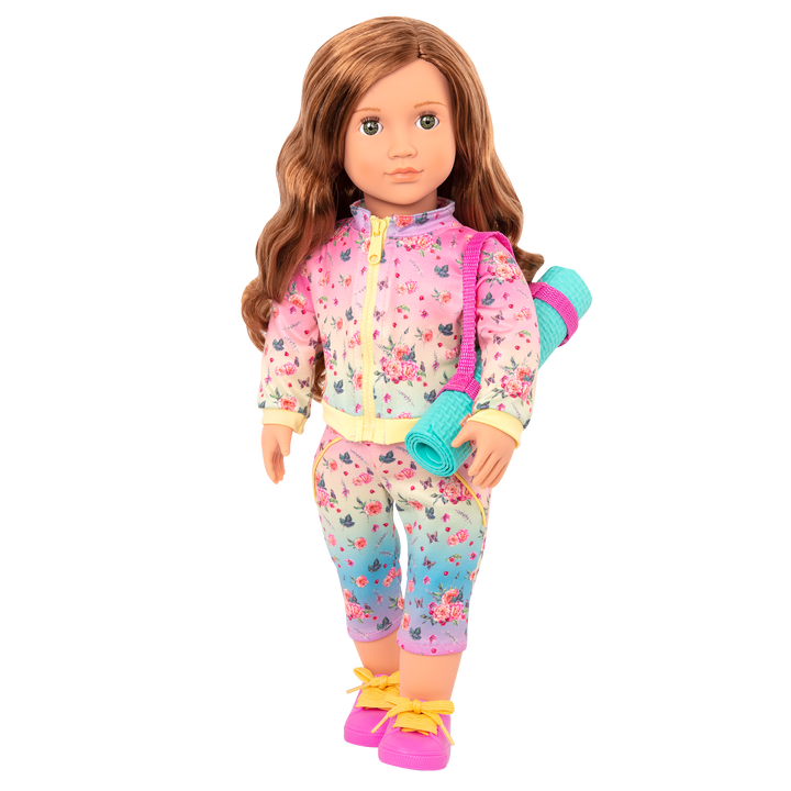 Lucy Grace - 46cm Yoga Doll - OG Doll with Brown Hair & Green Eyes - Doll with Yoga Mat - Toys & Gifts for Kids - Our Generation