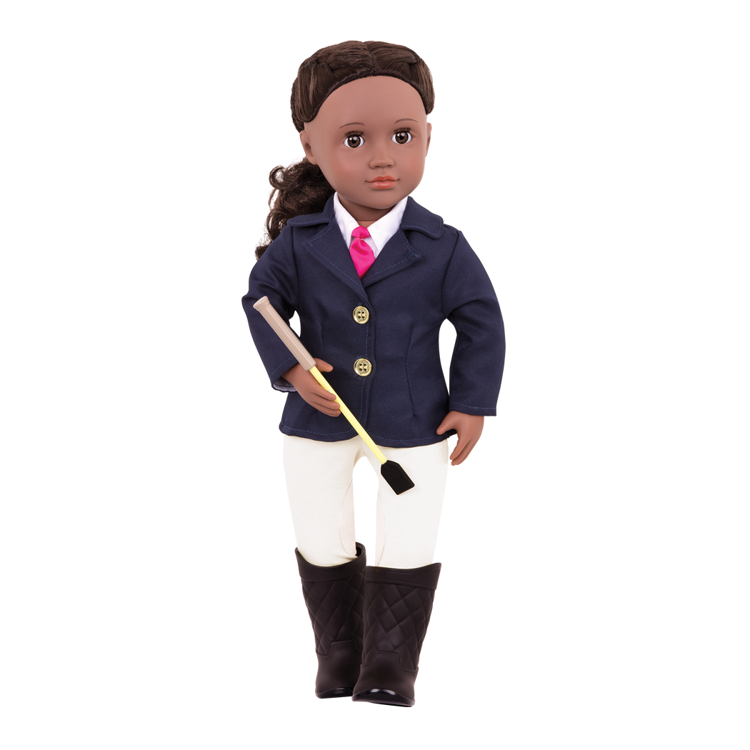 18-inch doll with dark-brown hair, brown eyes, equestrian accessories and storybook