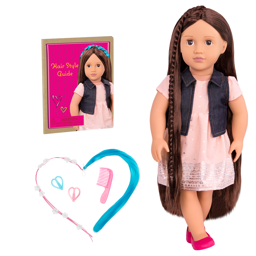 Kaelyn - 46cm Hairplay Doll - Doll with Long Brown Hair & Brown Eyes - Hair Styling Accessories for Dolls - Doll Hair Styling Booklet - Toys & Gifts - Our Generation