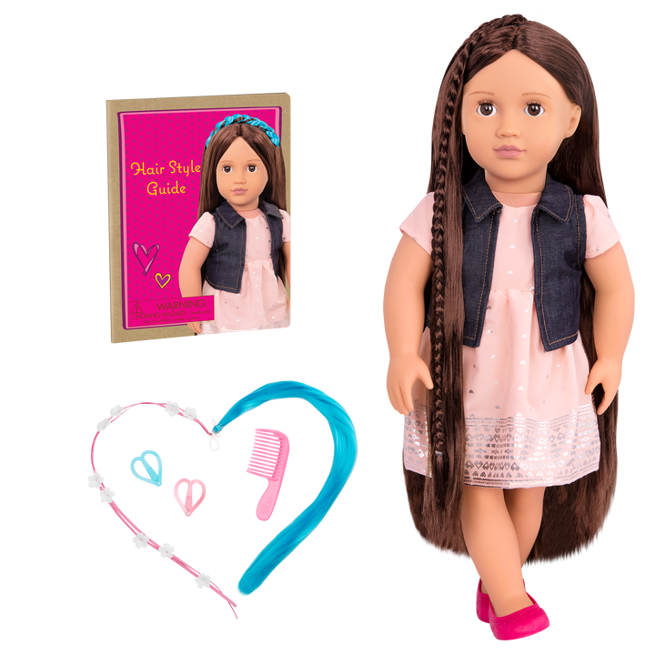 Kaelyn - 46cm Hairplay Doll - Doll with Long Brown Hair & Brown Eyes - Hair Styling Accessories for Dolls - Doll Hair Styling Booklet - Toys & Gifts - Our Generation