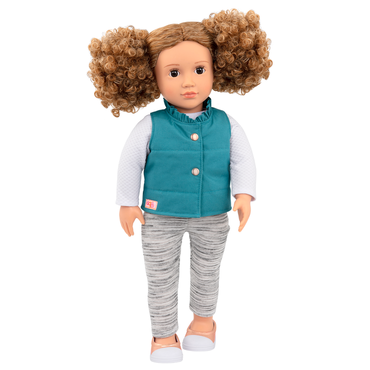 Mila Emme - 46cm OG Doll - Doll with Brown Curly Hair & Brown Eyes - Toys & Gifts for Children - 3 Years + - Our Generation