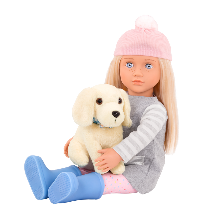 Meagan - 46cm Doll & Pet - OG Doll with Blonde Hair, Blue Eyes & Freckles - Golden Retriever Pup with White Fur - Toys & Gifts - Our Generation