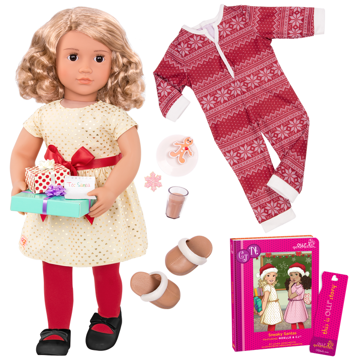 Noelle - 46cm Christmas Doll - Doll & Christmas Themed Storybook - Doll with Sparkly Outfit & Winter Onesie - Doll with Blonde Hair & Brown Eyes - Toys & Gifts for Kids - Our Generation