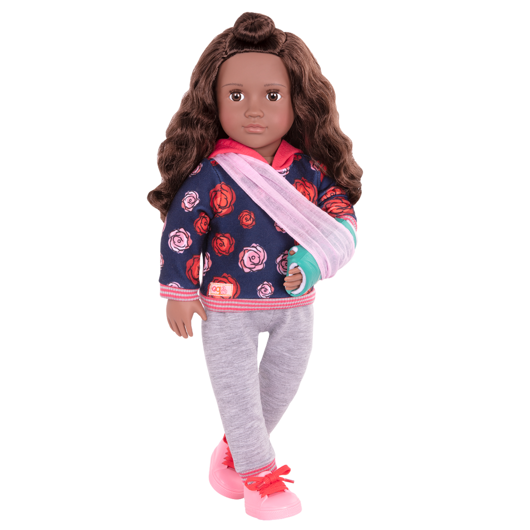 Keisha - 46cm Doll - Doll with Medical Accessories - Brown Hair & Brown Eyes - Doll with x2 Outfits & Storybook - Doll with Arm Cast - Toys & Gifts - Our Generation