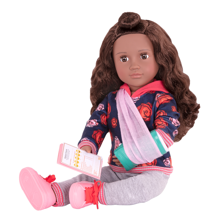 Keisha - 46cm Doll - Doll with Medical Accessories - Brown Hair & Brown Eyes - Doll with x2 Outfits & Storybook - Doll with Arm Cast - Toys & Gifts - Our Generation