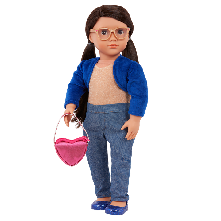 Amora - Our Generation Doll Starter Kit - 46cm Doll with 2 Outfits , Accessories & Book - Doll with Brown Eyes & Brown Hair - Toys & Gifts for Children - Our Generation