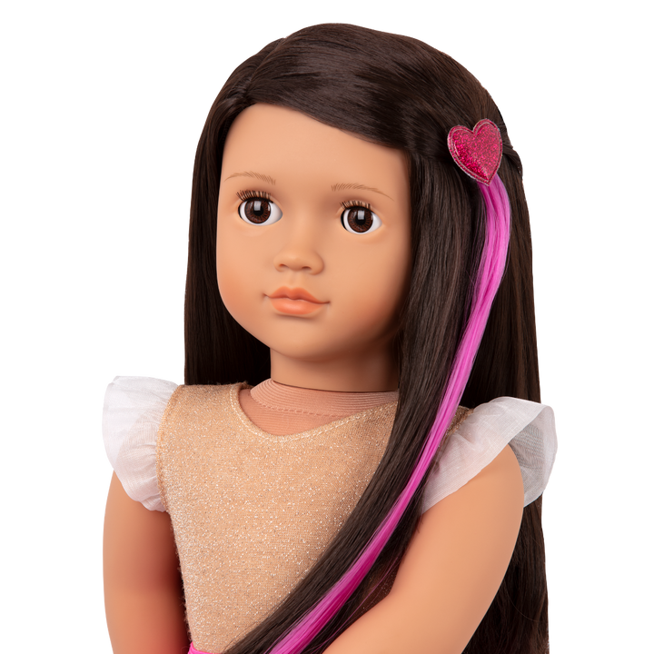 Amora - Our Generation Doll Starter Kit - 46cm Doll with 2 Outfits , Accessories & Book - Doll with Brown Eyes & Brown Hair - Toys & Gifts for Children - Our Generation