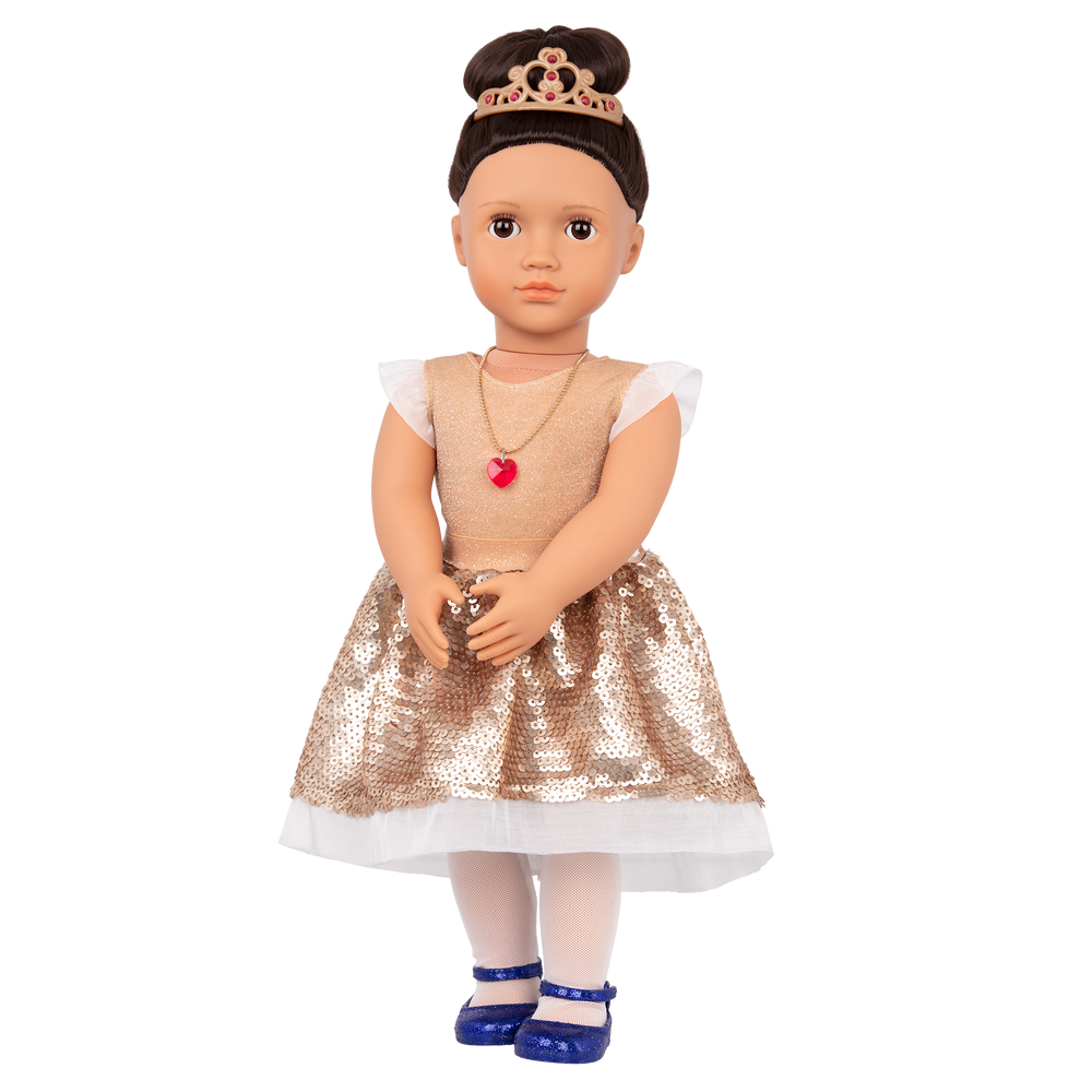 Amora - Our Generation Doll Starter Kit - 46cm Doll with 2 Outfits , Accessories & Book - Doll with Brown Eyes & Brown Hair - Toys & Gifts for Children - Our Generation