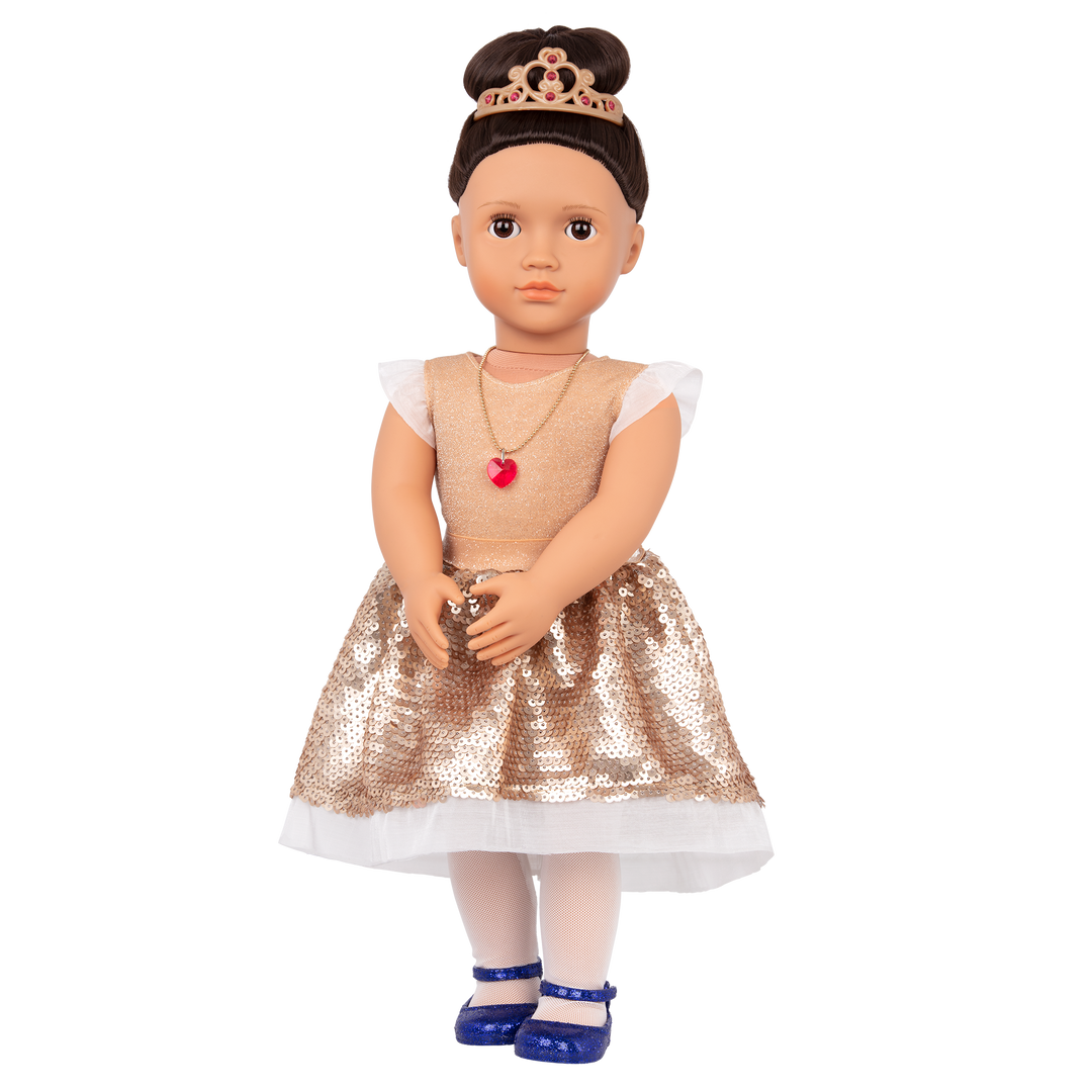 Amora - Our Generation Doll Starter Kit - 46cm Doll with 2 Outfits , Accessories & Book - Doll with Brown Eyes & Brown Hair - Toys & Gifts for Children - Our Generation