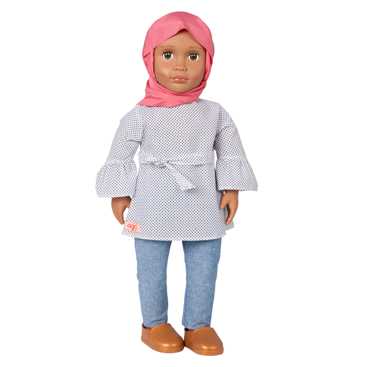 Mirna - 46cm Fashion Doll - Doll with Brown Eyes - Doll with Pink Hijab - Toys & Gifts - Our Generation