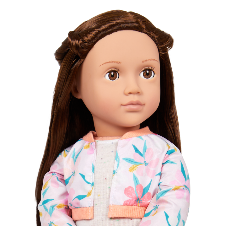 Reese - 46cm Travel Doll - OG Doll with Brown Hair & Brown Eyes - Doll with Storybook - Travel Accessories - Toys & Gifts for 3 Years + - Our Generation UK