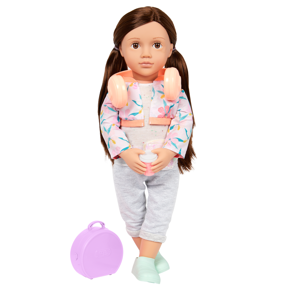 Reese - 46cm Travel Doll - OG Doll with Brown Hair & Brown Eyes - Doll with Storybook - Travel Accessories - Toys & Gifts for 3 Years + - Our Generation UK