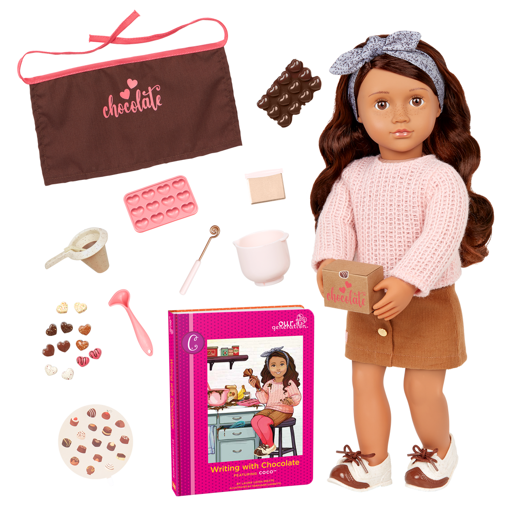 Our Generation Posable 18-inch Baker Doll Coco & Storybook