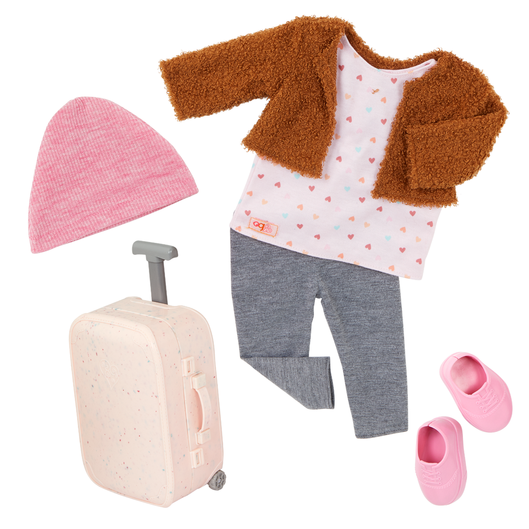 Lisandra - 46cm Travel Doll - Doll with Blue Eyes & Brown Hair Doll with Luggage & Travel Accessories - Toys & Gifts - Our Generation