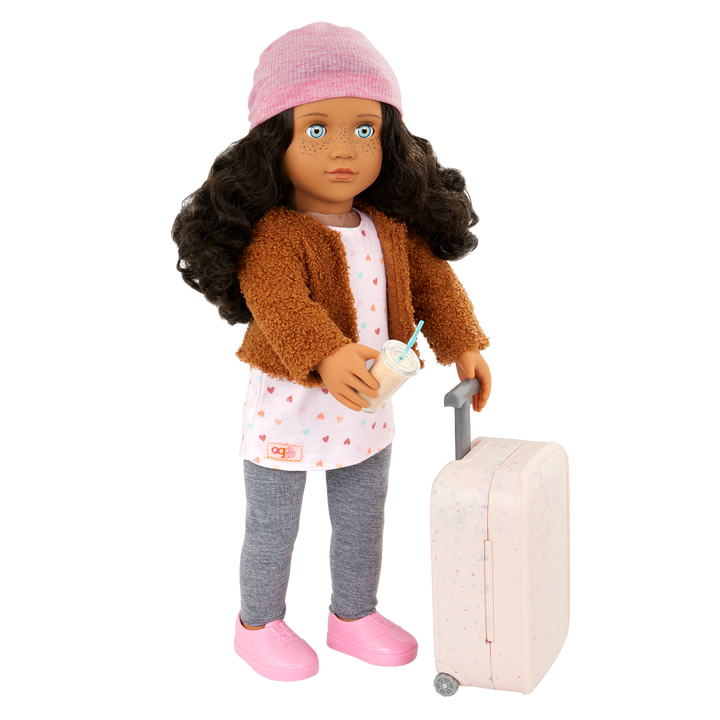 Lisandra - 46cm Travel Doll - Doll with Blue Eyes & Brown Hair Doll with Luggage & Travel Accessories - Toys & Gifts - Our Generation
