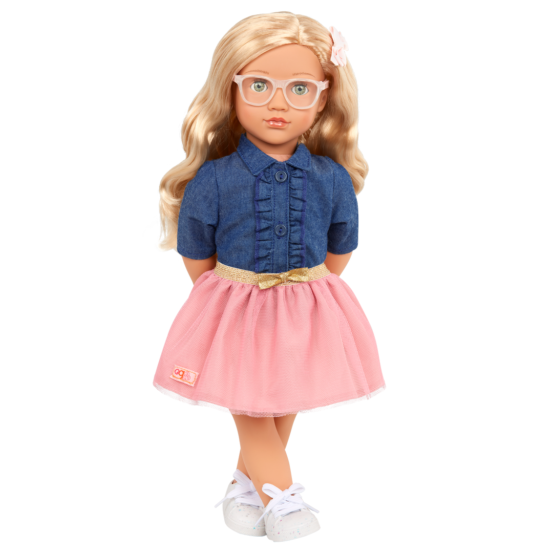 Emily - 46cm Doll - Doll with Blonde Hair & Green Eyes - Doll with Glasses - Toys & Gifts for Girls - Our Generation