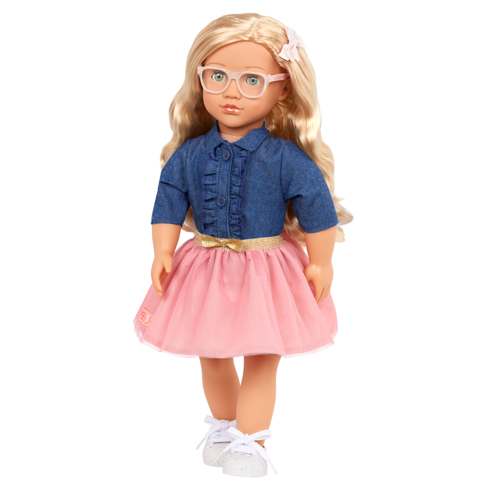 Emily - 46cm Doll - Doll with Blonde Hair & Green Eyes - Doll with Glasses - Toys & Gifts for Girls - Our Generation